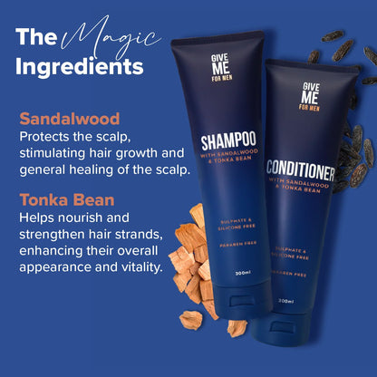 Sandalwood & Tonka Bean - Shampoo & Conditioner For Men - Give Me Cosmetics